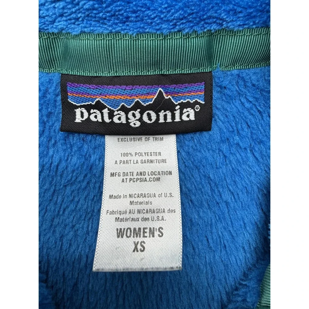 Patagonia Fleece Jacket Womens XS Blue Snap Pullover High Pile Thermal Pockets